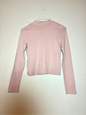Gap Kids Dusty Pink Crop Turtleneck Long Sleeve Size L 10 Fitted Ribbed Casual